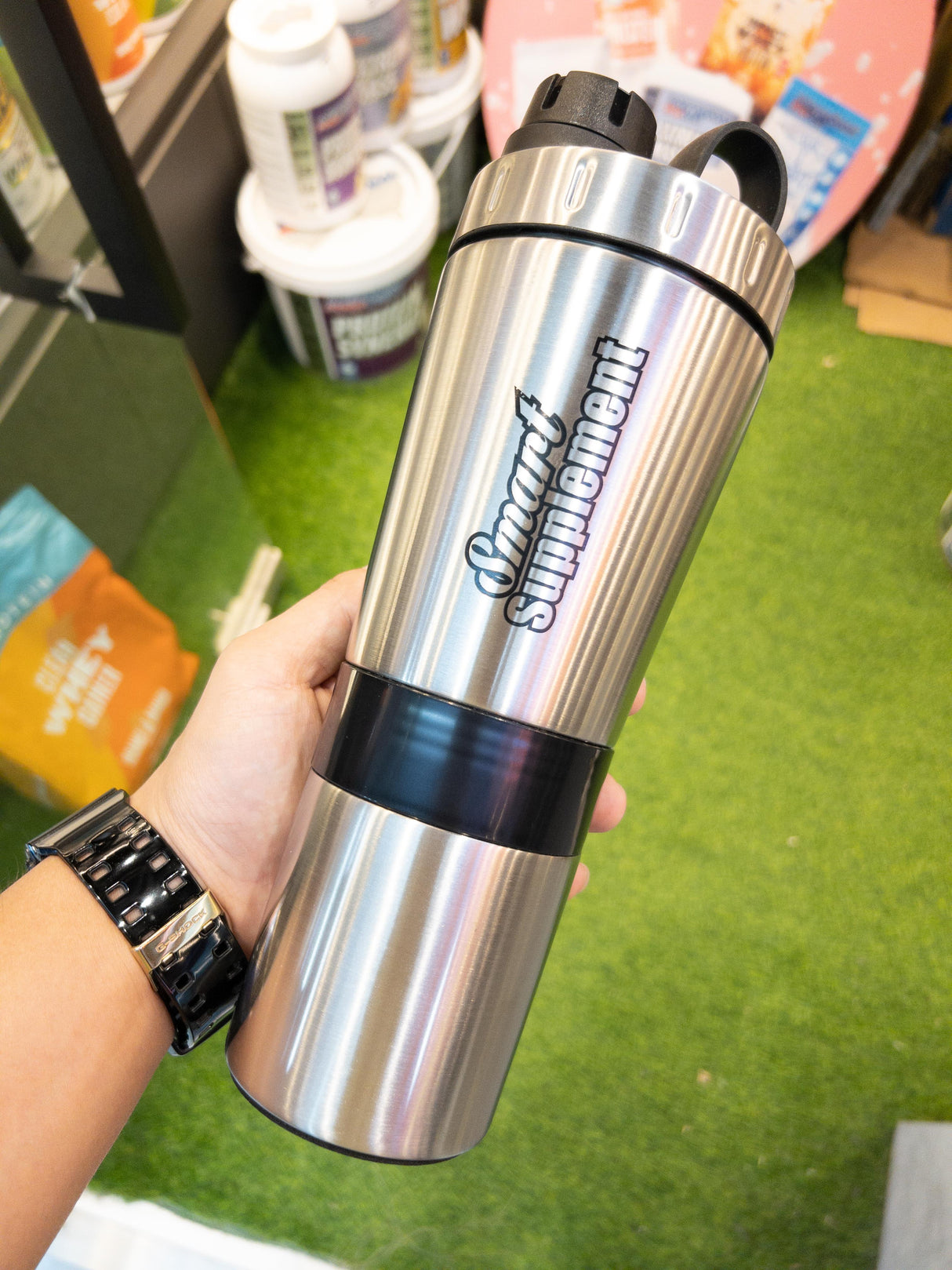 Smartsuppl Shaker 600ml 品牌不鏽鋼搖杯 (連2個粉盒)