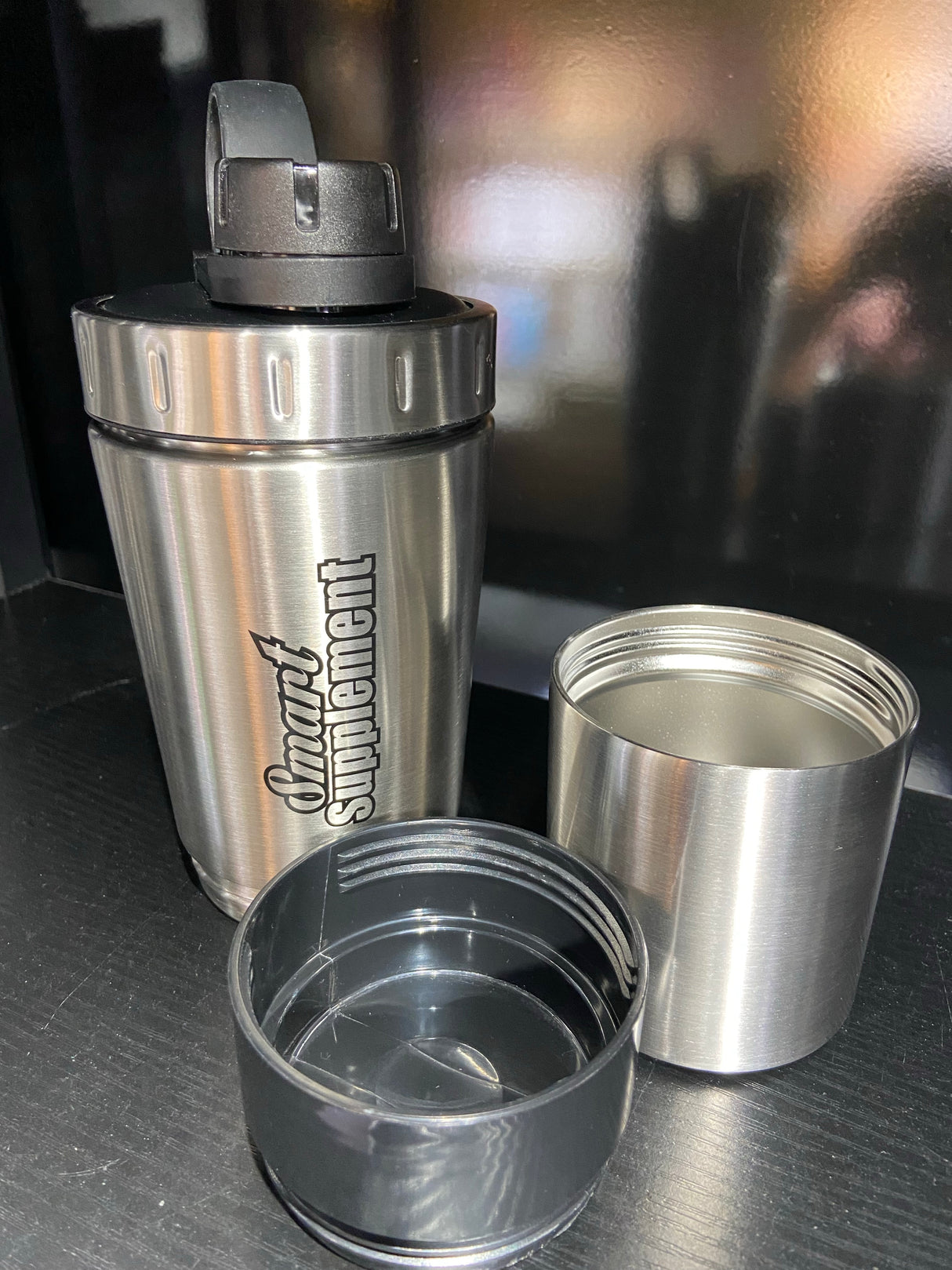 Smartsuppl Shaker 600ml 品牌不鏽鋼搖杯 (連2個粉盒)