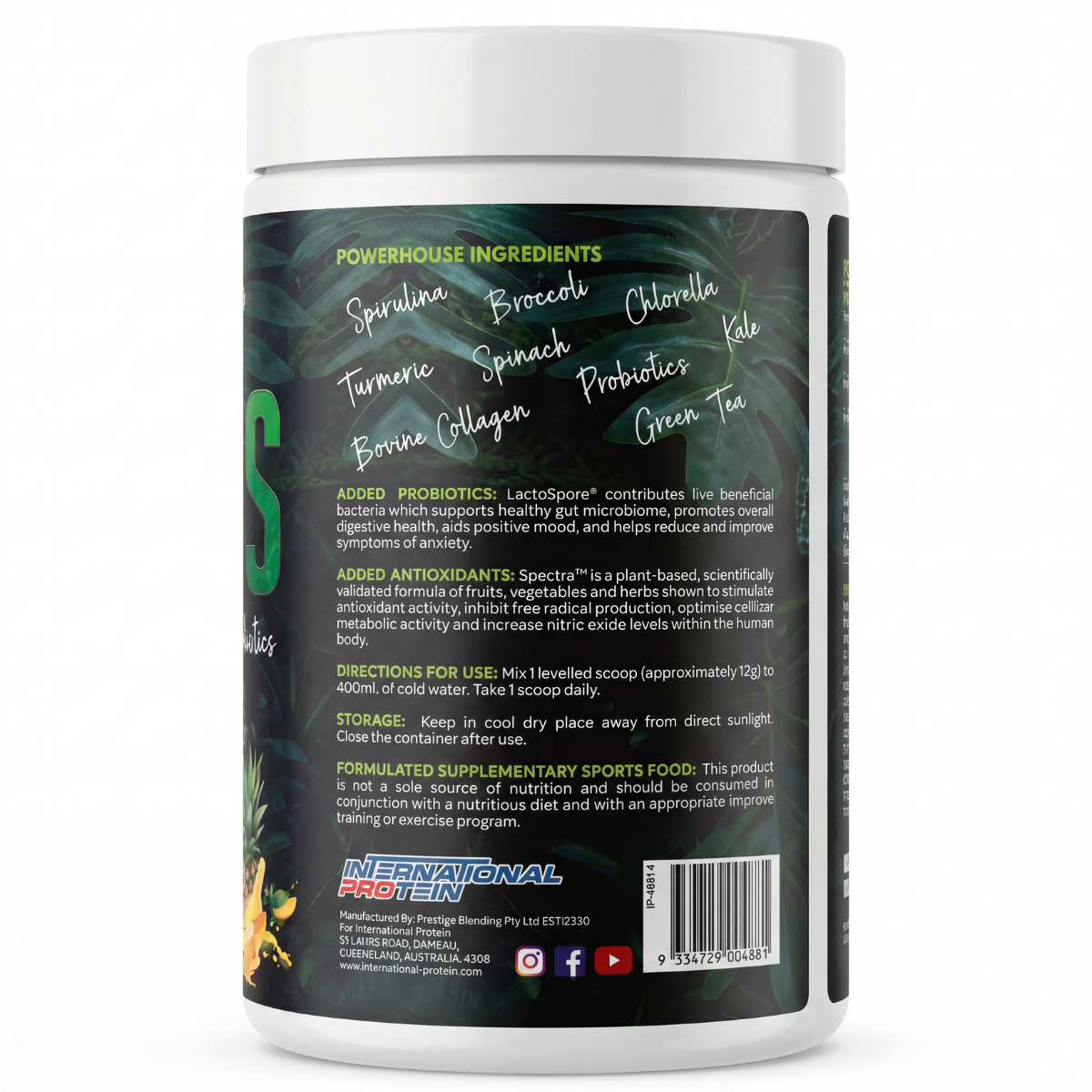 International Protein GREENS 「超綠」有機蔬菜濃縮配方（添加益生菌）