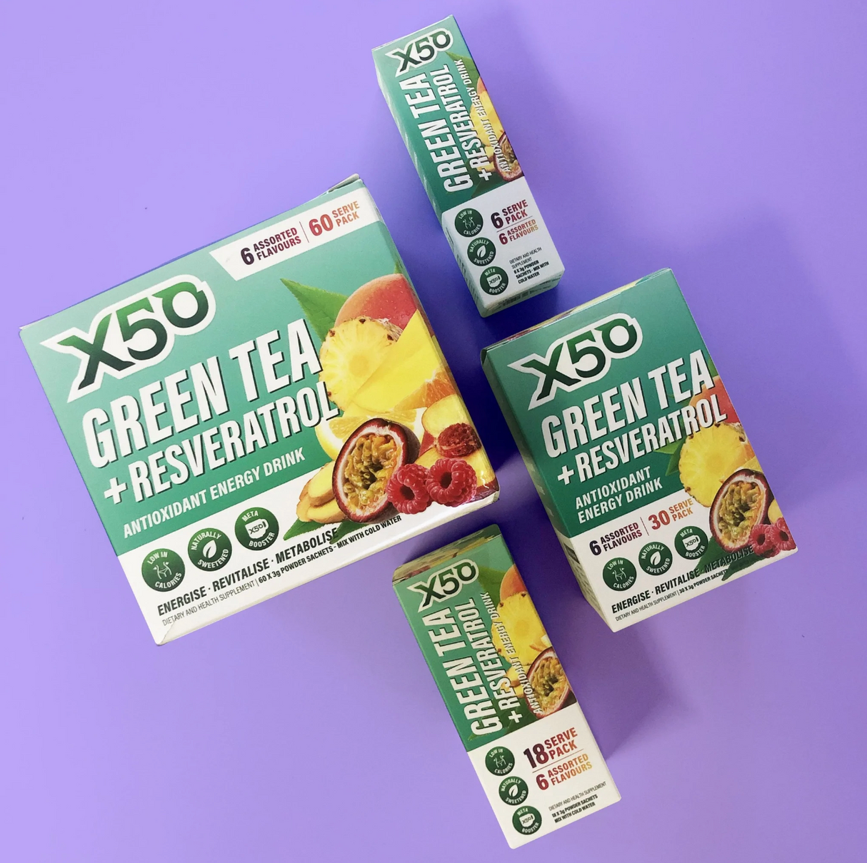 Green Tea X50 澳洲天然水果消脂綠茶【Assorted 雜錦口味 】90次份量