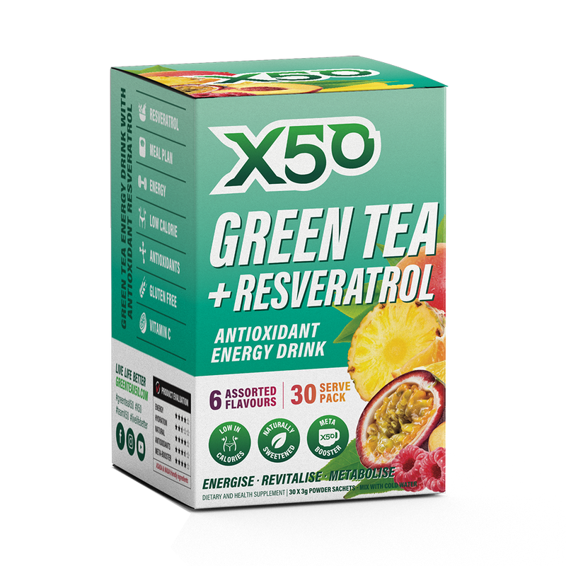 雜錦味道 Green Tea X50 Multi 澳洲天然消脂 加速新陳代謝配方 二十倍綠茶精華 超強抗氧化物白藜蘆醇 (30包)